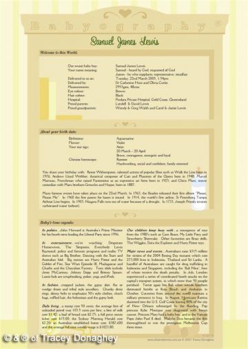 Babyography Birth Certificate Design 1 (29.7cms x 42cms) Yellow Unframed/Laminated/Framed/ Canvas or MDF Block Mounted