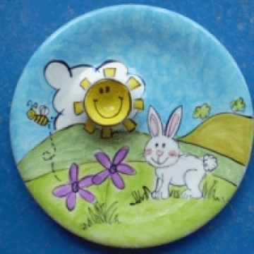 Handpainted Plate - Bunny Egg Cup Plate (can also be personalised)