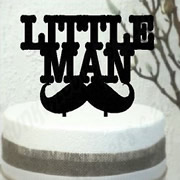 Cake signs, toppers and plaques personalised - Birthday - Little Man Moustache