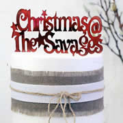 Cake signs, toppers and plaques personalised - Christmas @ the SURNAME