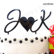 Cake signs, toppers and plaques personalised - Wedding  - Heart or & between Initials