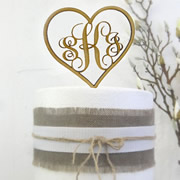 Cake signs, toppers and plaques personalised - Wedding  - Monogram Initials in heart