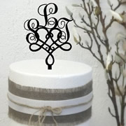 Cake signs, toppers and plaques personalised - Wedding  - Monogram Swash