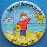 Handpainted Personalised Plate - Boy on the beach