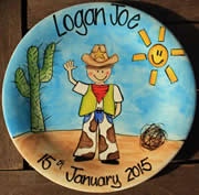 Handpainted Personalised Plate - Cowboy