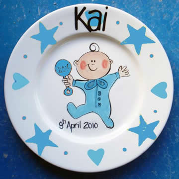 Handpainted Personalised Plate - PJ Baby Boy