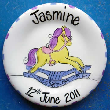 Handpainted Personalised Plate - Rocking Horse