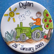 Handpainted Personalised Plate - Tractor Boy