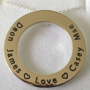 .Personalised Handstamped or Precision Stamped Silver Necklace - Gold Range - Medium Eternity GOLD