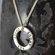 .Personalised Handstamped or Precision Stamped Silver Necklace - Silver Name Pendant Range - Eternity Circle Small