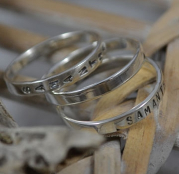 Personalised Name Ring - 3 x 3mm Silver rings