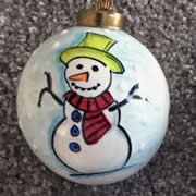 Bauble Christmas Handpainted Ceramic and Personalised Snowman