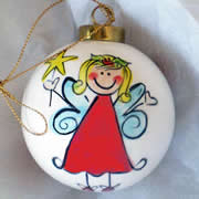 Bauble Christmas Handpainted Ceramic and Personalised Red Christmas Fairy