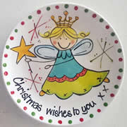 Handpainted Personalised Christmas Plate - Christmas Fairy Wishes